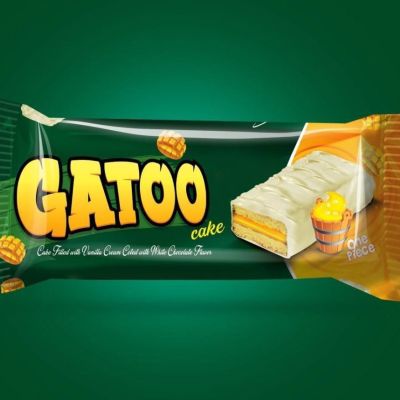 كيك جاتوه بحشو كريمه المانجو ومغطى بالشيكولاتة البيضاء 24 قطعه